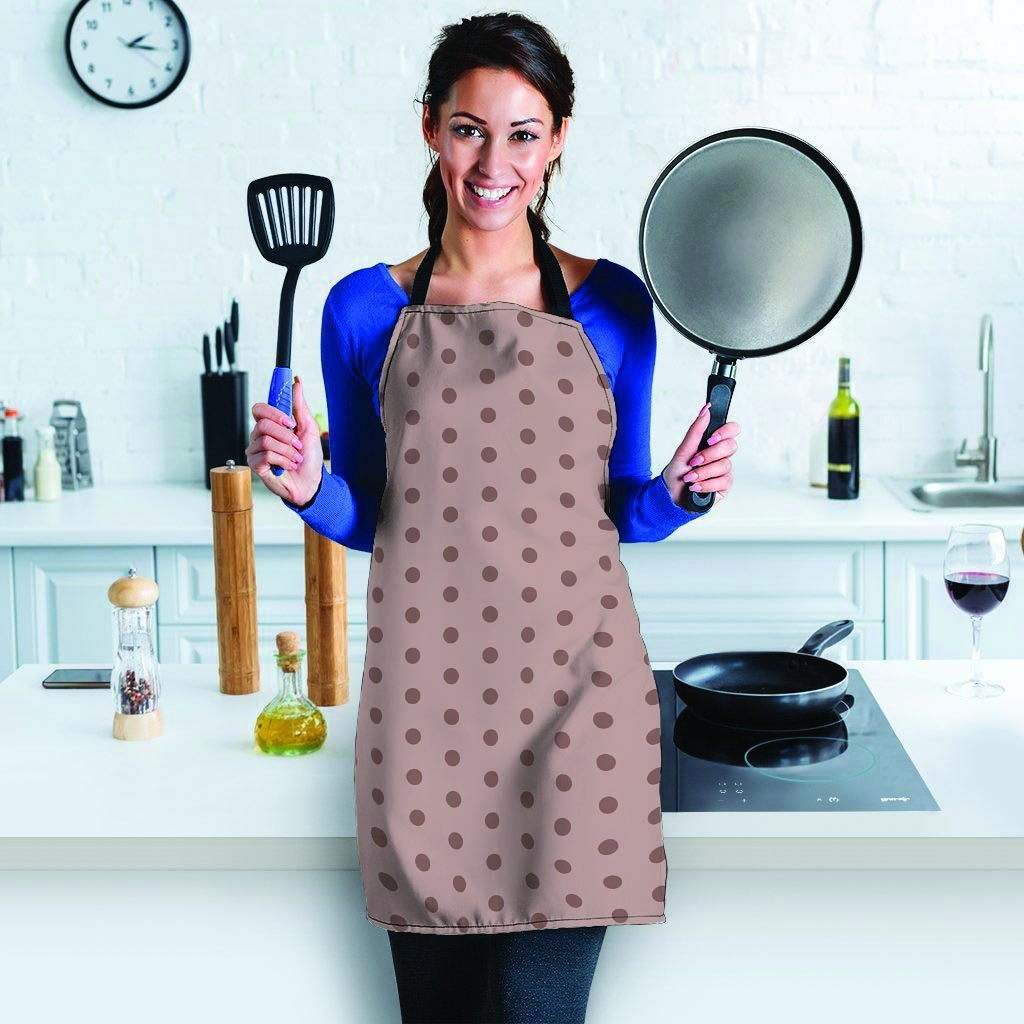 Tan Brown Polka Dot Women's Apron-grizzshop