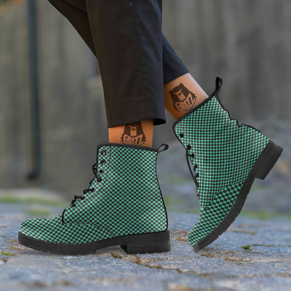 Tanjiro Print Pattern Leather Boots-grizzshop