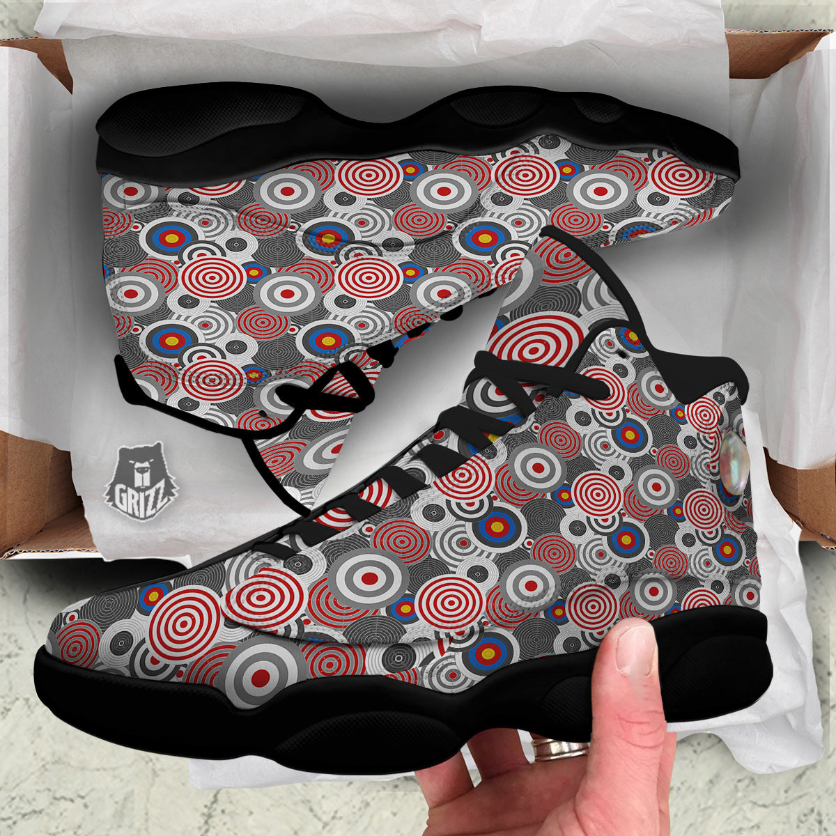 Target Darts Board Game Print Pattern Black Basketball Shoes-grizzshop