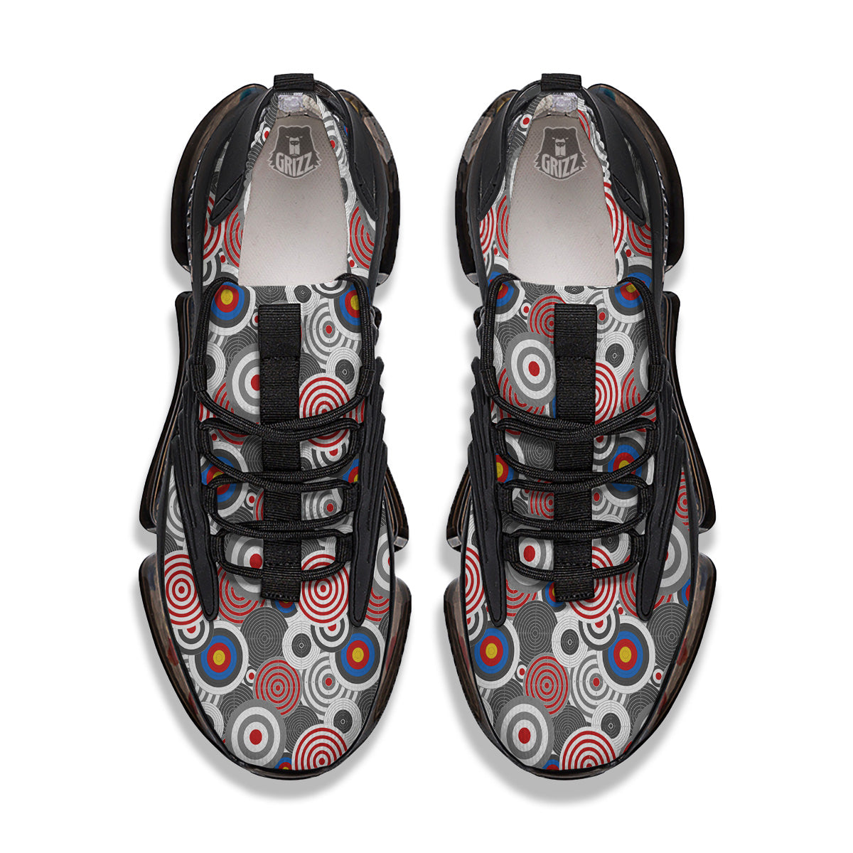 Target Darts Board Game Print Pattern Black Gym Shoes-grizzshop
