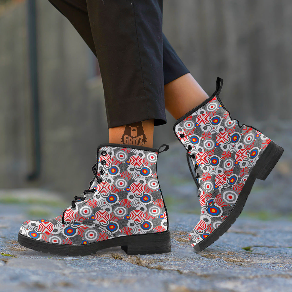 Target Darts Board Game Print Pattern Leather Boots-grizzshop