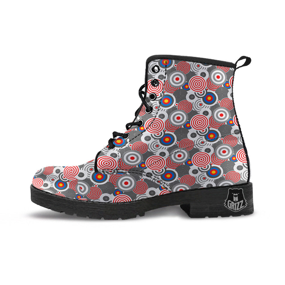 Target Darts Board Game Print Pattern Leather Boots-grizzshop