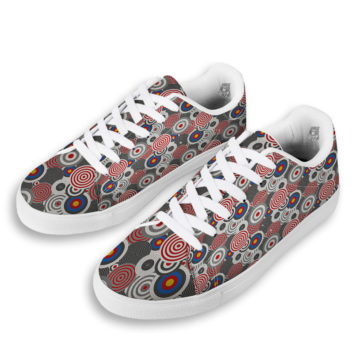 Target Darts Board Game Print Pattern White Low Top Sneakers-grizzshop