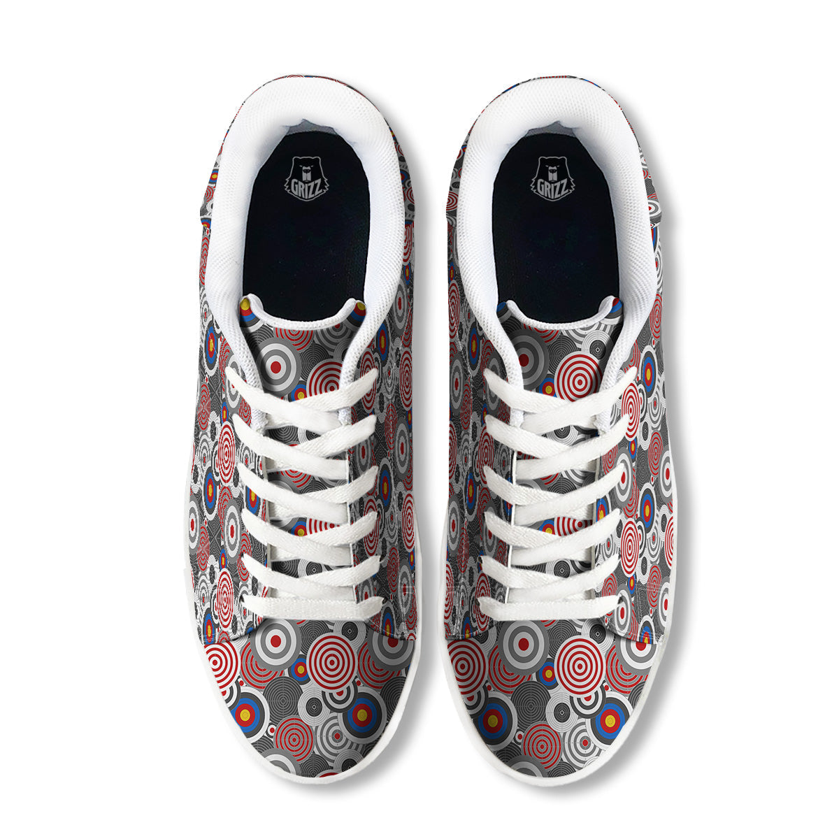 Target Darts Board Game Print Pattern White Low Top Sneakers-grizzshop