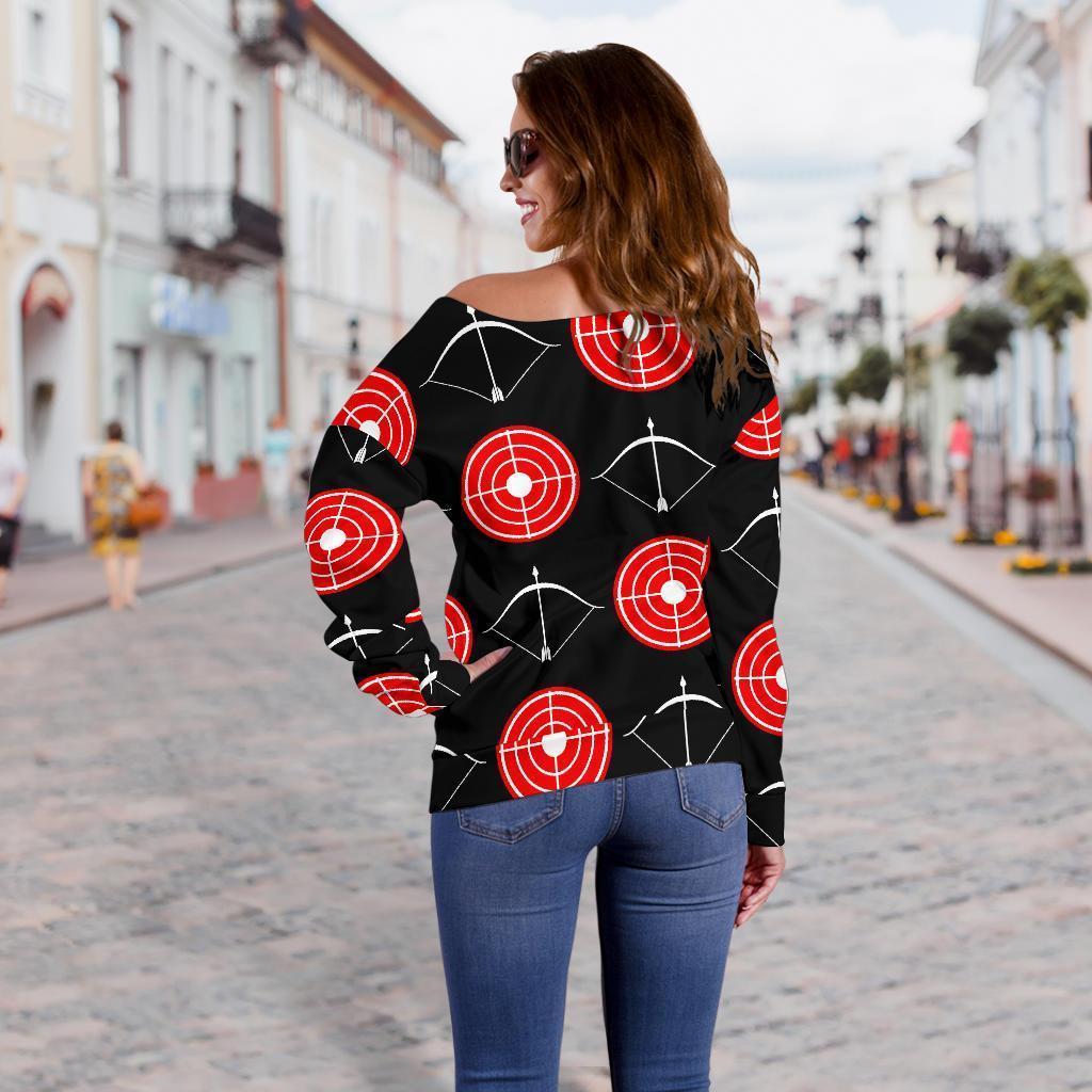 Targets Archery Pattern Print Women Off Shoulder Sweatshirt-grizzshop