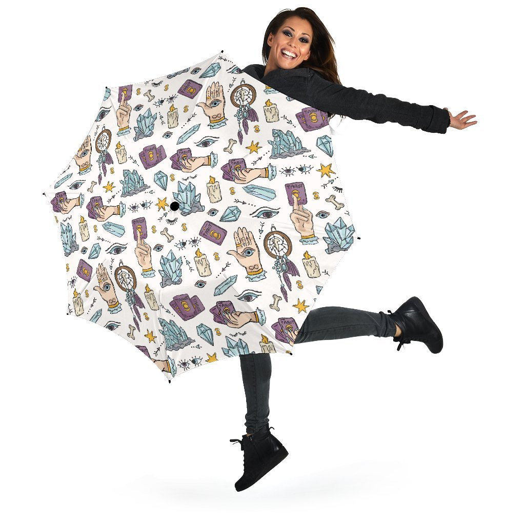 Tarot Pattern Print Automatic Foldable Umbrella-grizzshop