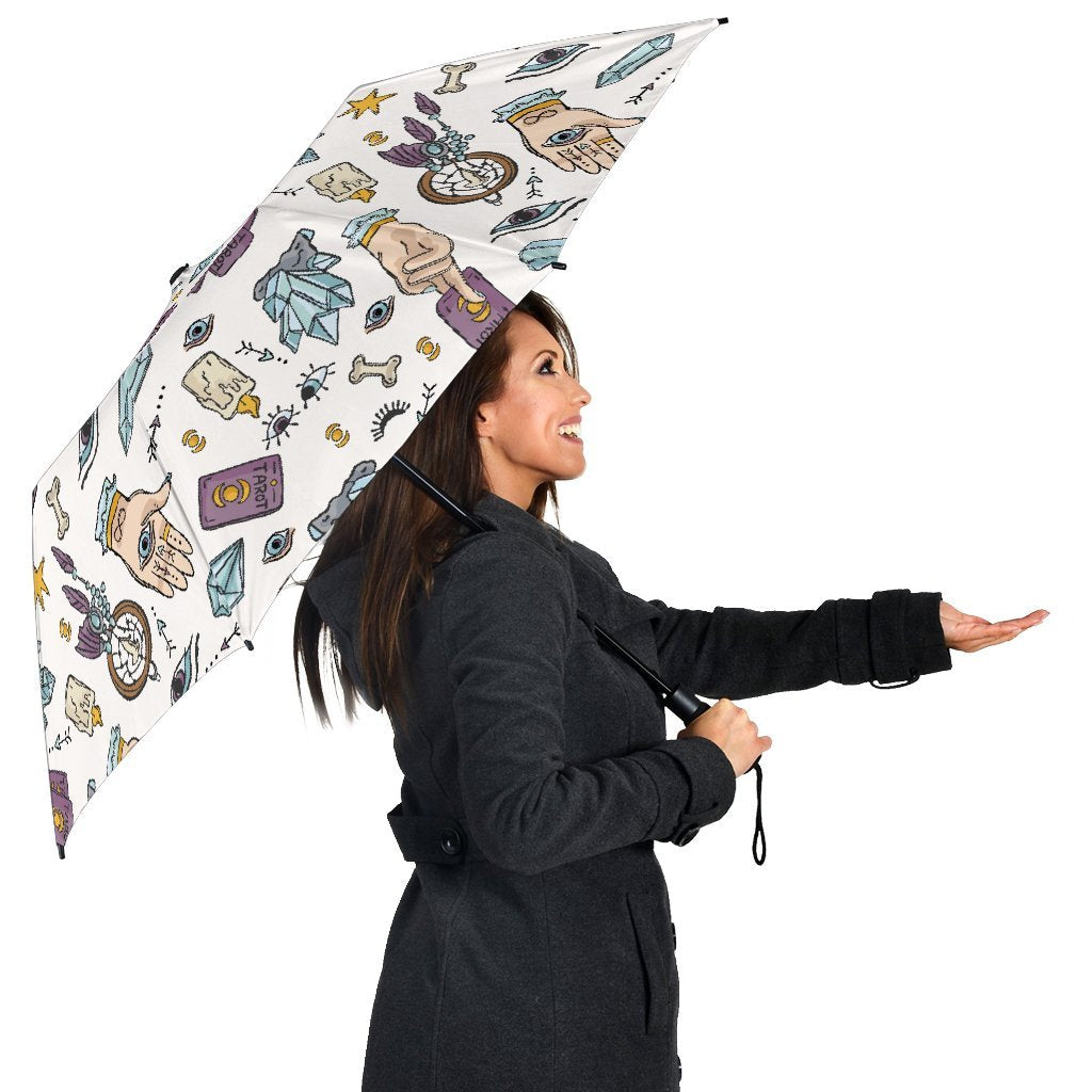 Tarot Pattern Print Automatic Foldable Umbrella-grizzshop