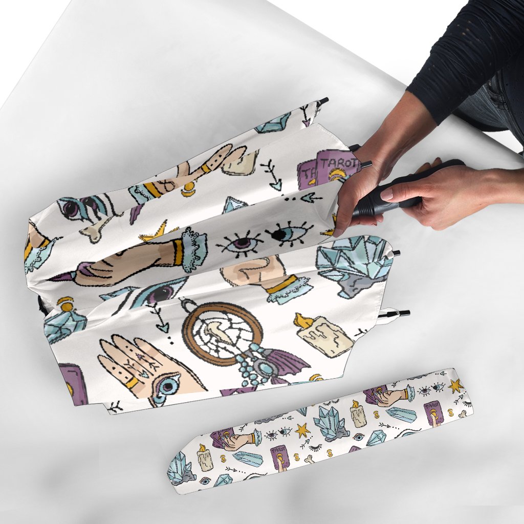 Tarot Pattern Print Automatic Foldable Umbrella-grizzshop