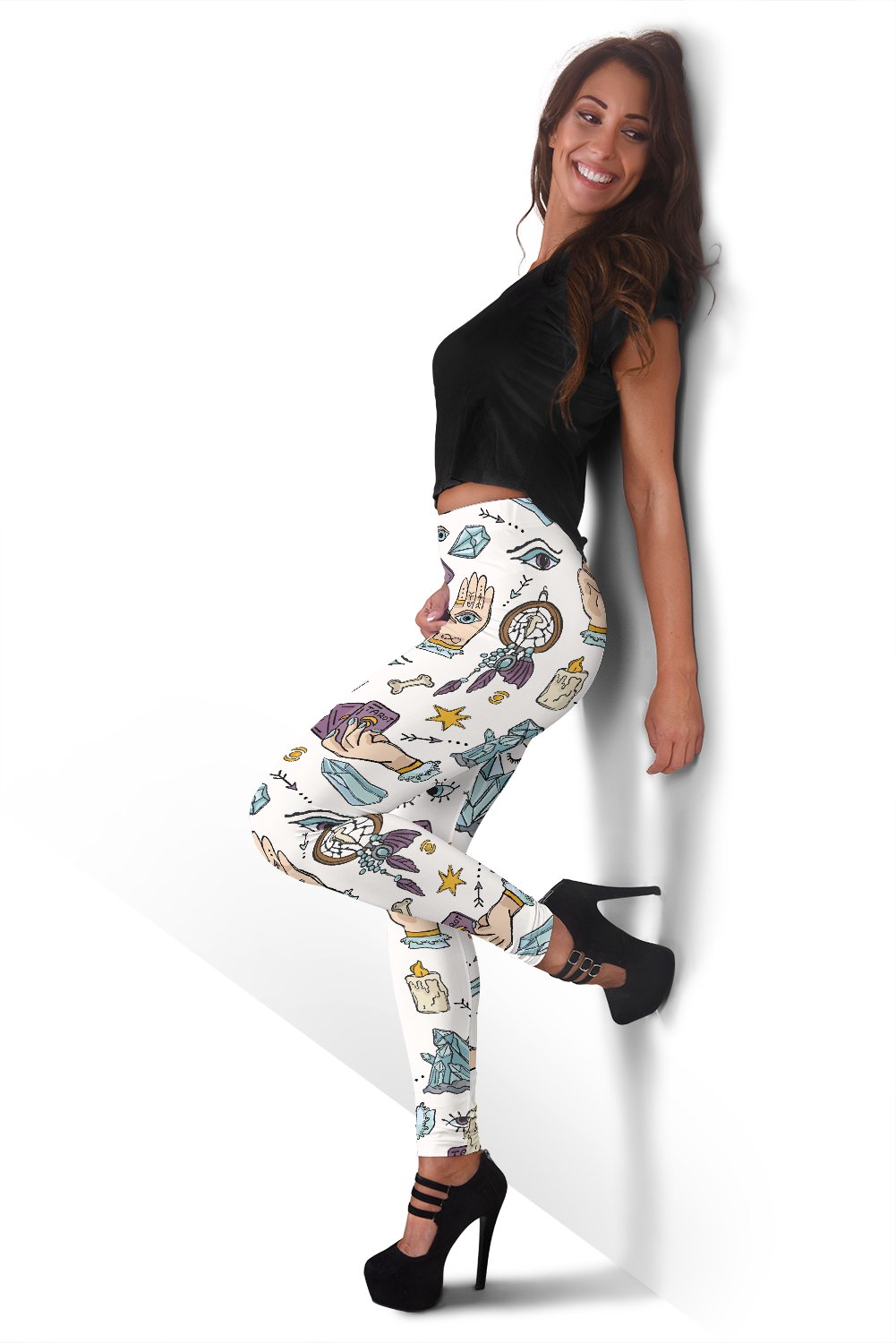 Tarot Pattern Print Women Leggings-grizzshop