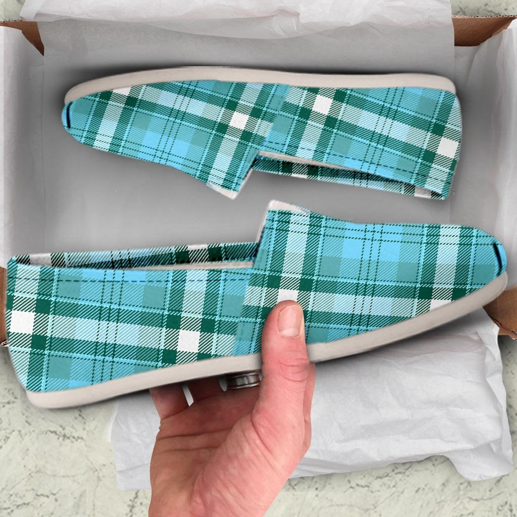 Tartan Aqua Blue Plaid Canvas Shoes-grizzshop