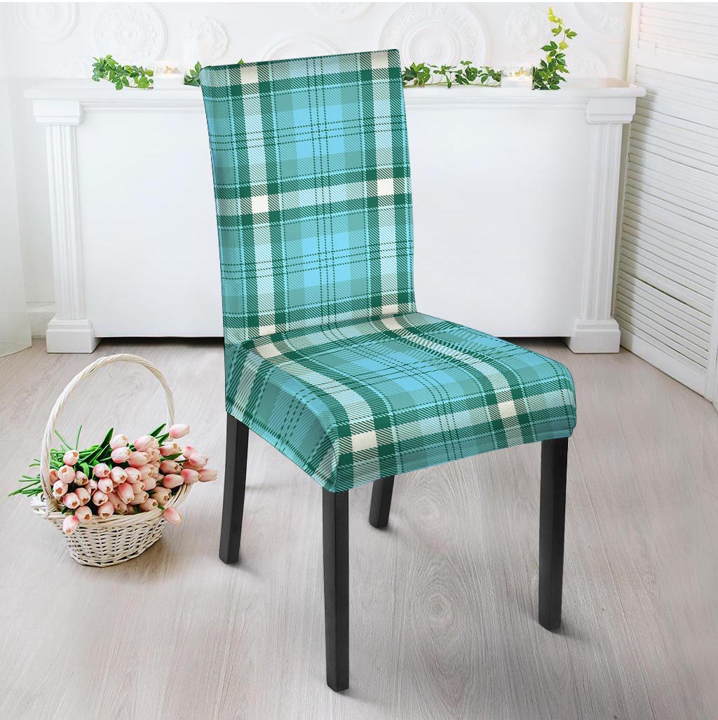 Tartan Aqua Blue Plaid Chair Cover-grizzshop