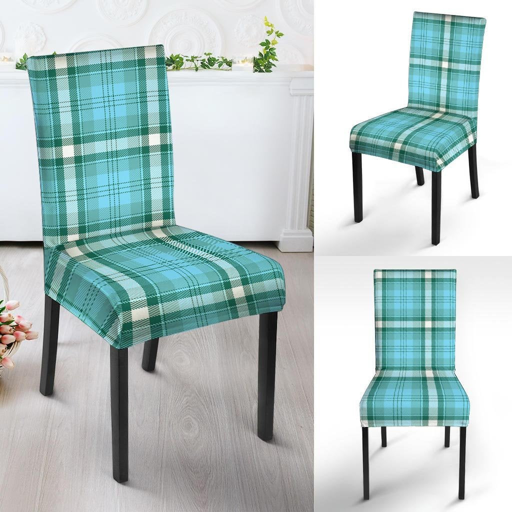 Tartan Aqua Blue Plaid Chair Cover-grizzshop