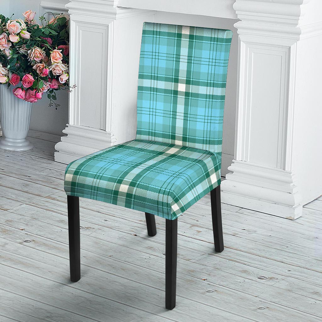 Tartan Aqua Blue Plaid Chair Cover-grizzshop