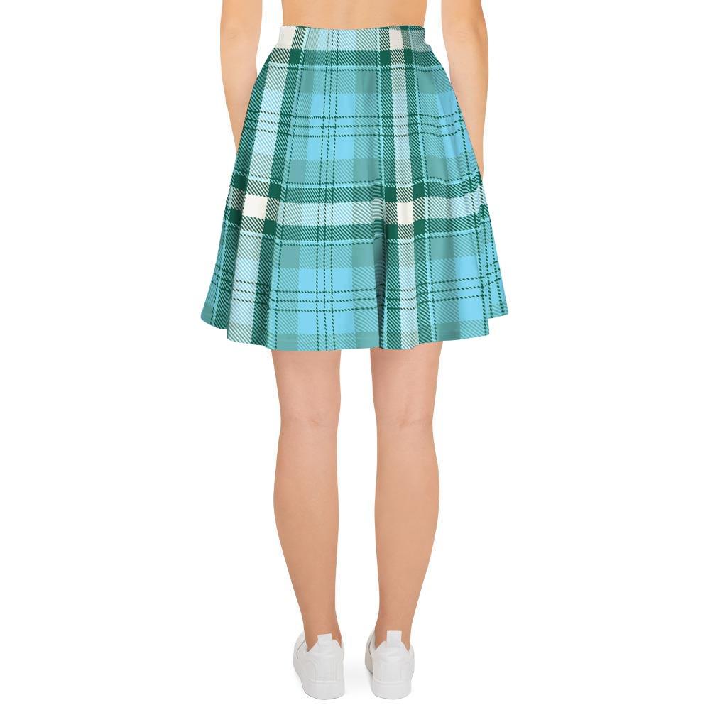 Tartan Aqua Blue Plaid Women's Skirt-grizzshop