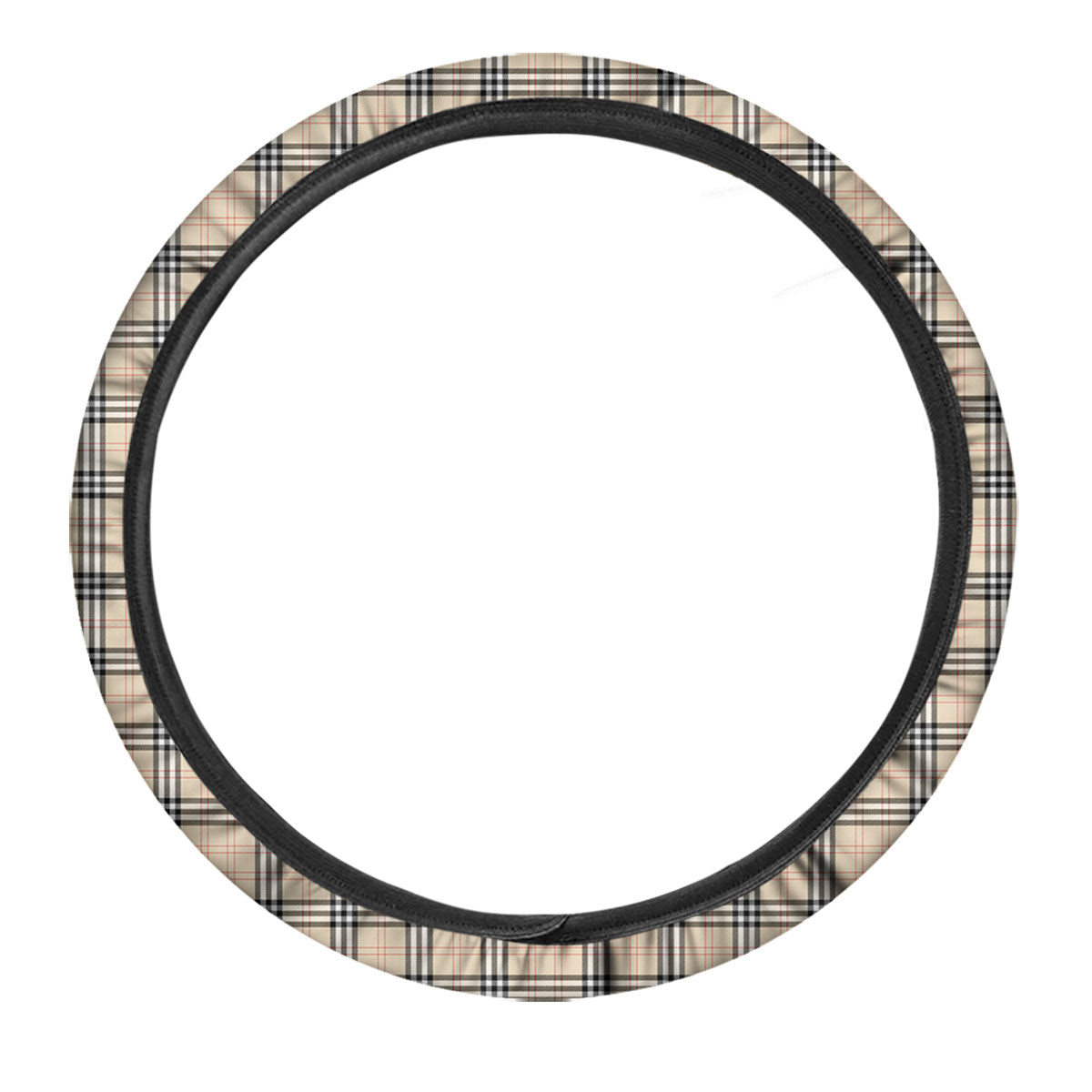 Tartan Beige Print Pattern Car Steering Wheel Cover-grizzshop