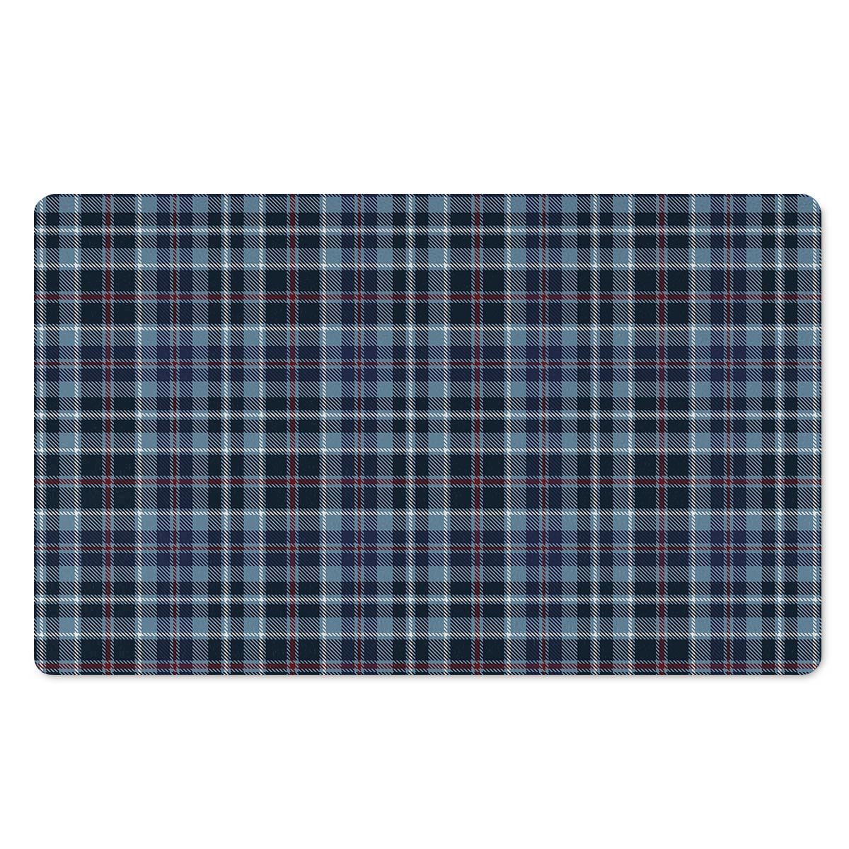 Tartan Blue Plaid Door Mat-grizzshop
