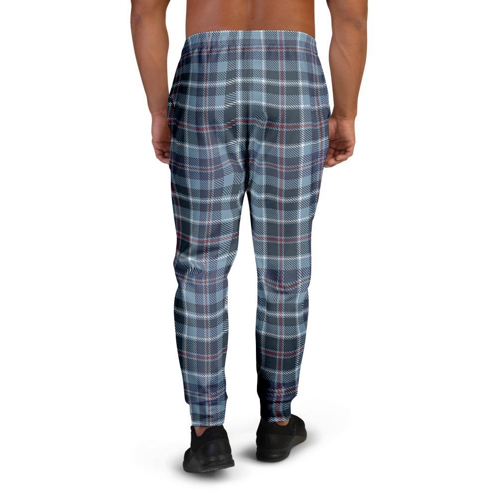 Tartan Blue Plaid Men's Joggers-grizzshop