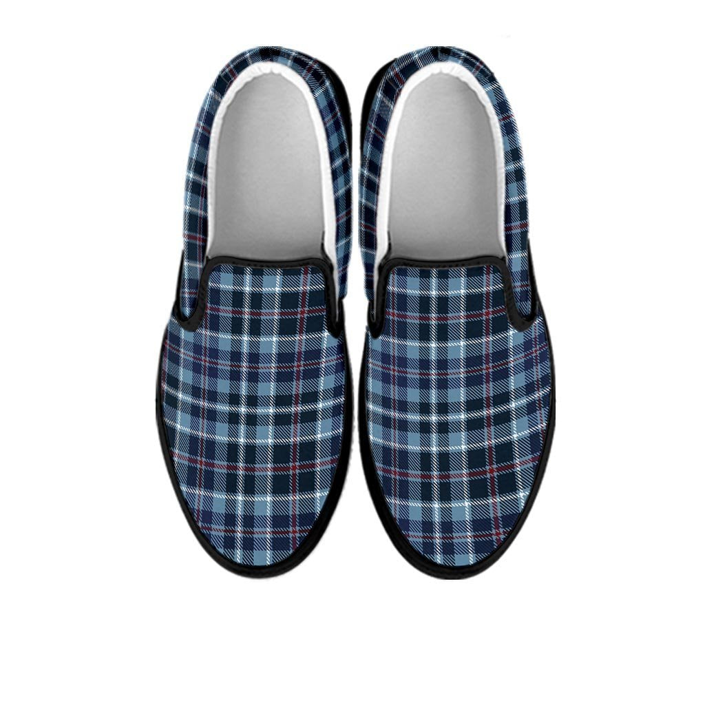 Tartan Blue Plaid Women's Slip On Sneakers-grizzshop