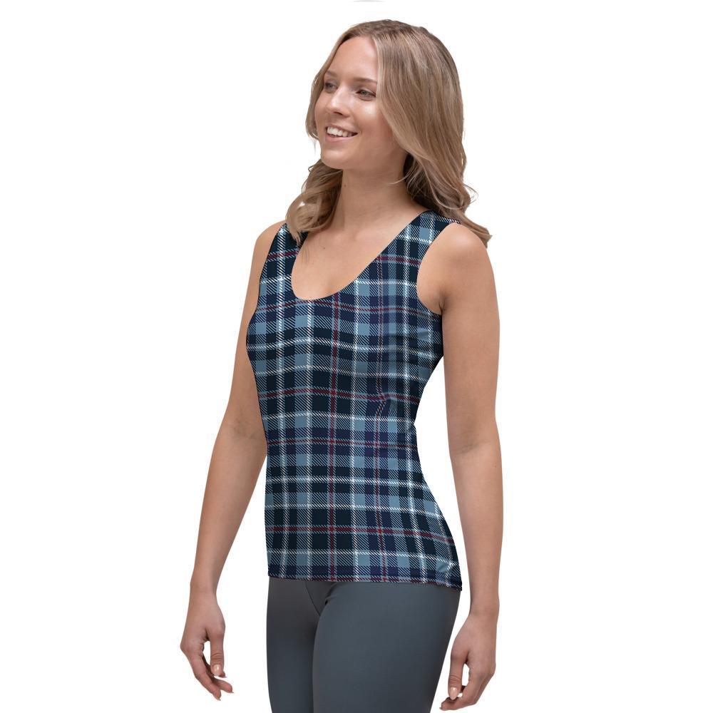 Tartan Blue Plaid Women's Tank Top-grizzshop