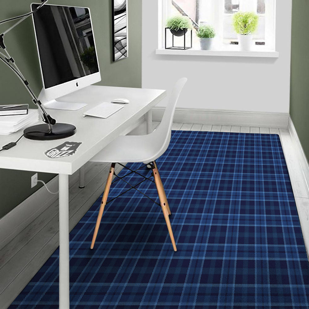 Tartan Blue Print Pattern Floor Mat-grizzshop