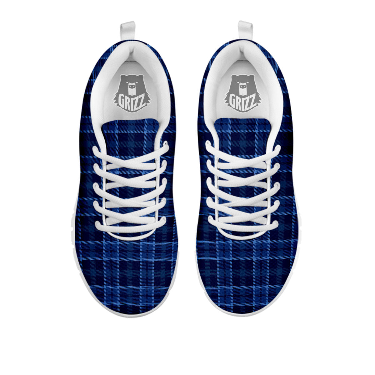Tartan Blue Print Pattern White Sneaker-grizzshop