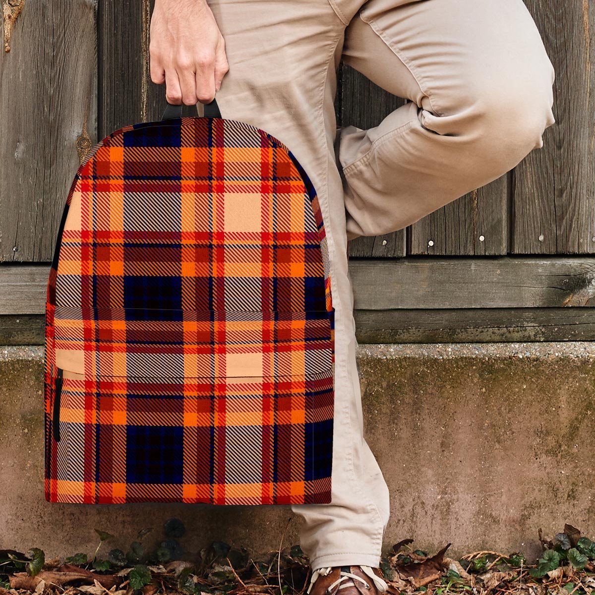 Tartan Brown Plaid Backpack-grizzshop