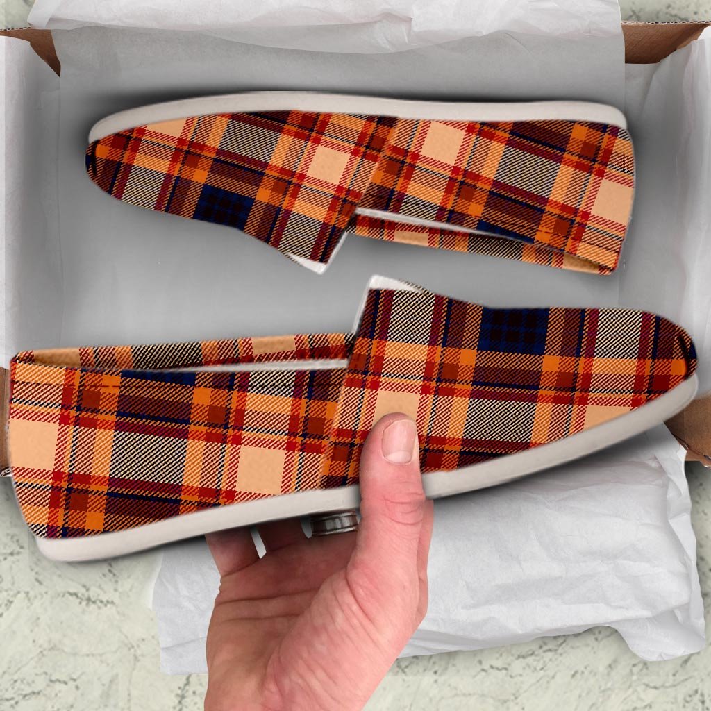 Tartan Brown Plaid Canvas Shoes-grizzshop