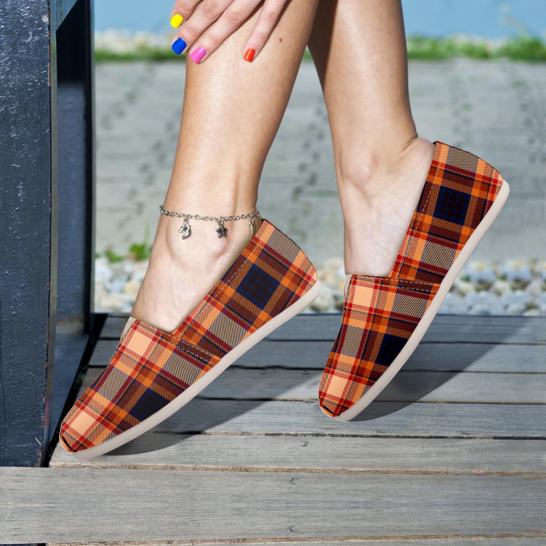 Tartan Brown Plaid Canvas Shoes-grizzshop