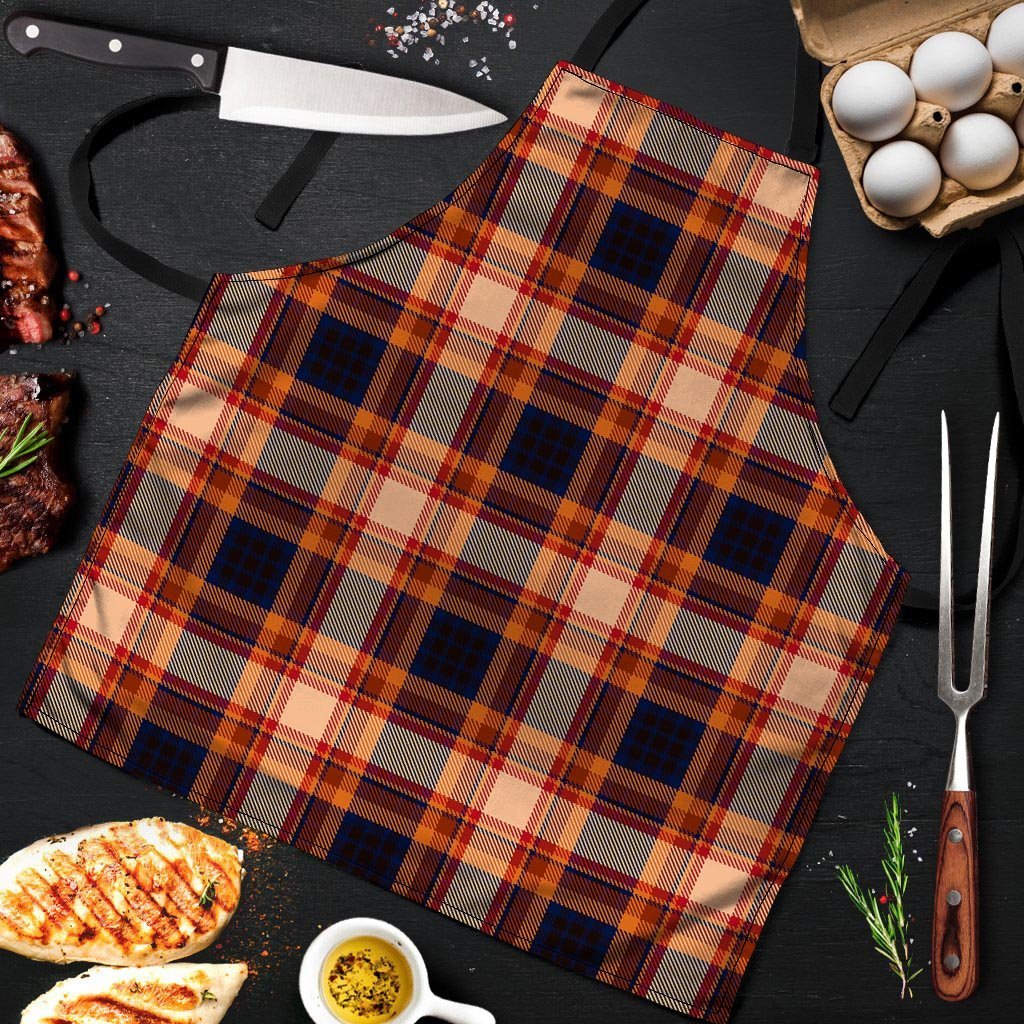 Tartan Brown Plaid Men's Apron-grizzshop