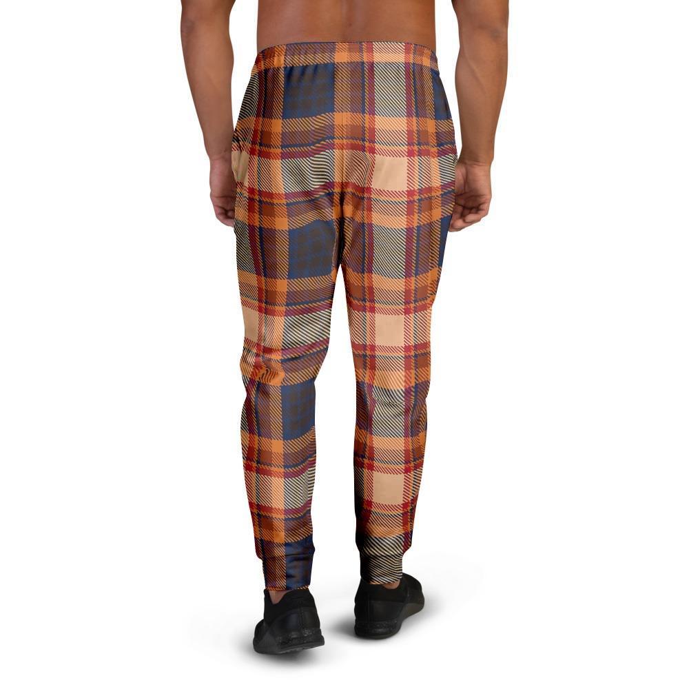 Tartan Brown Plaid Men's Joggers-grizzshop