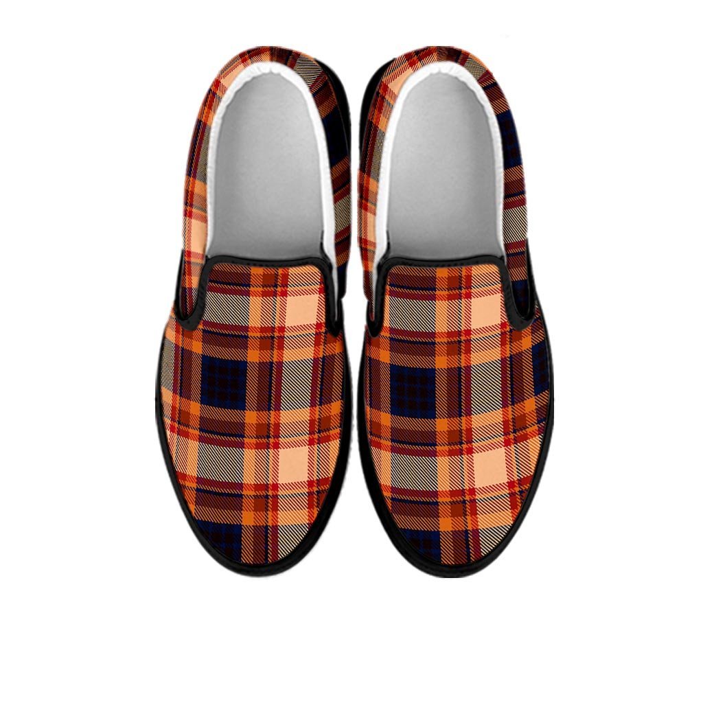Tartan Brown Plaid Women's Slip On Sneakers-grizzshop