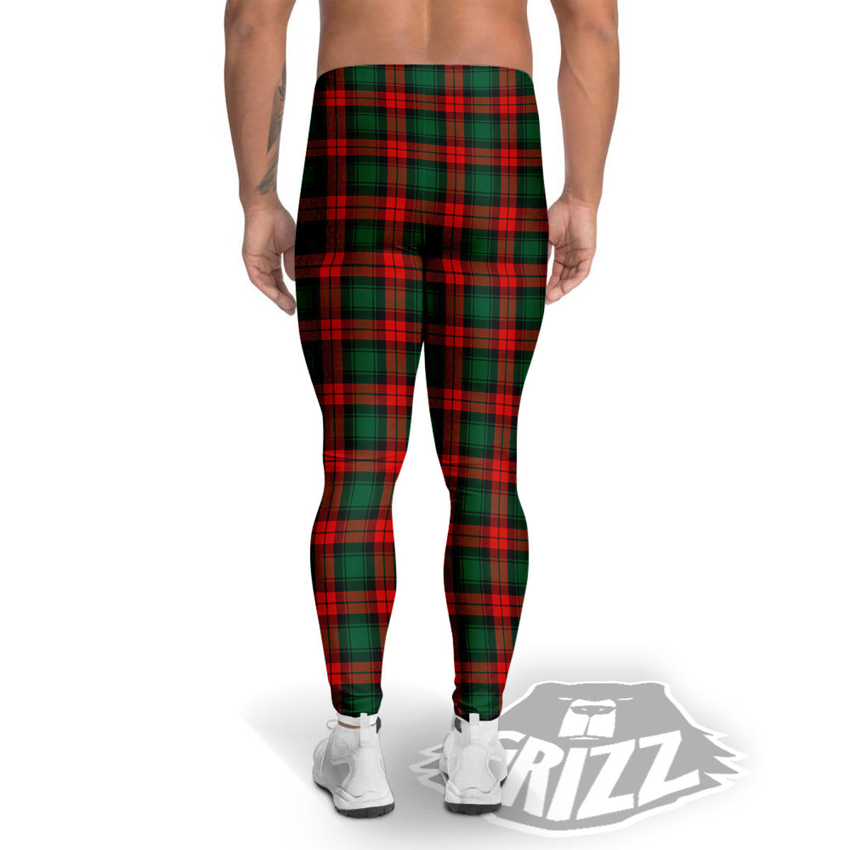 Tartan Christmas Print Pattern Men's Leggings-grizzshop