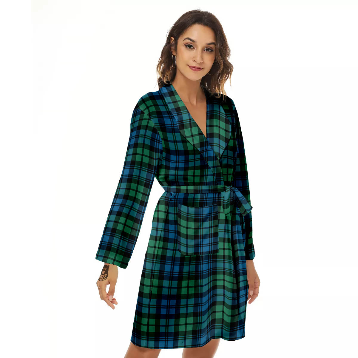 Tartan Clan Campbell Print Pattern Women's Robe-grizzshop