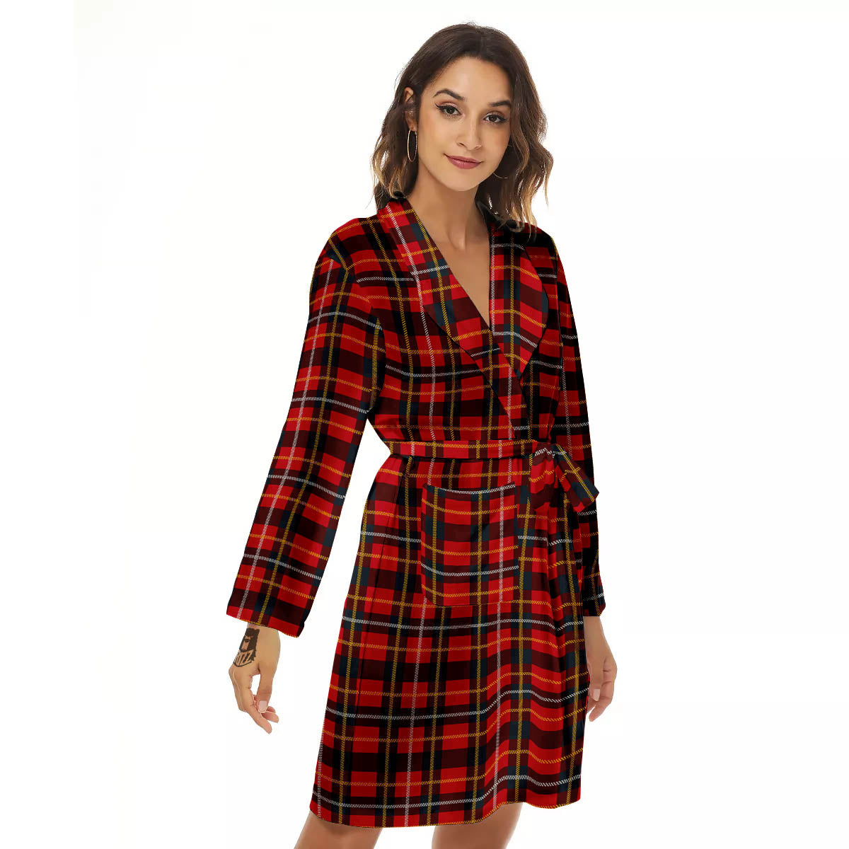 Tartan Clan Macqueen Print Pattern Women's Robe-grizzshop