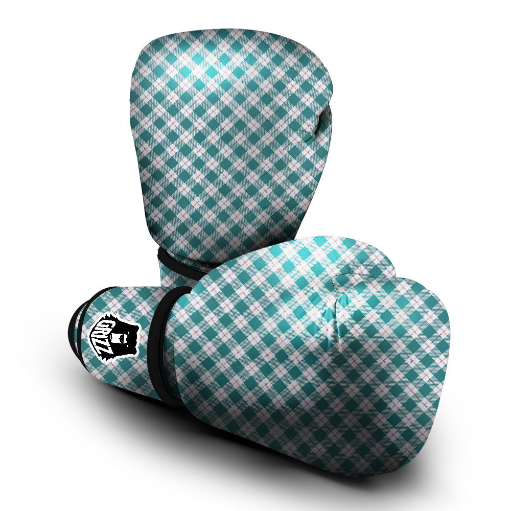 Tartan Green Red And White Print Boxing Gloves-grizzshop