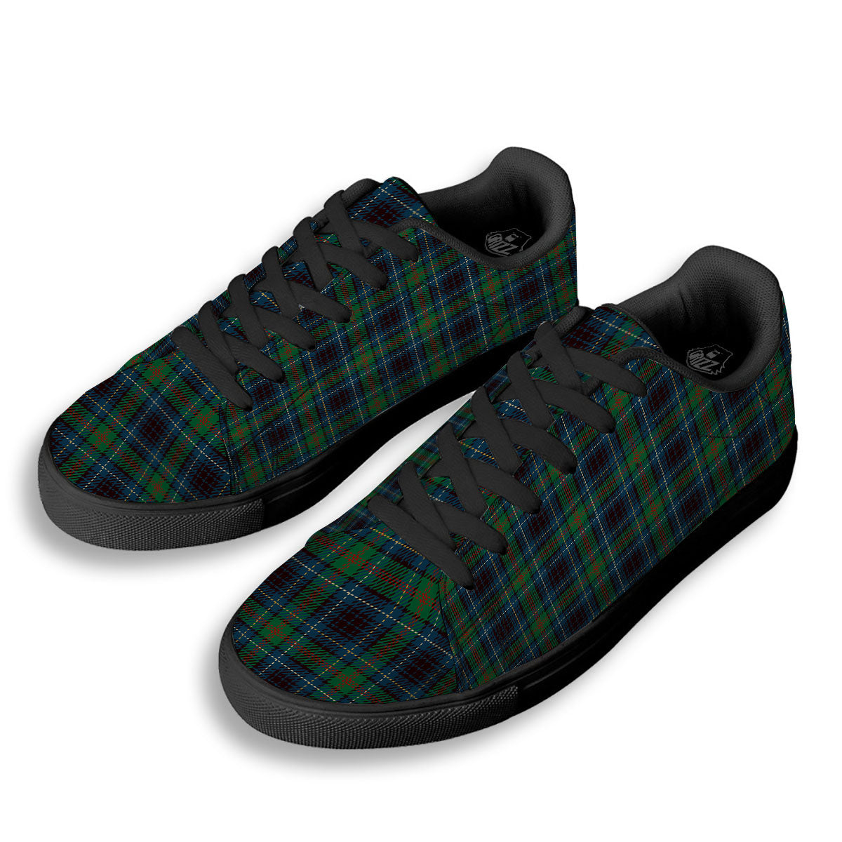 Tartan Irish Print Pattern Black Low Top Sneakers-grizzshop