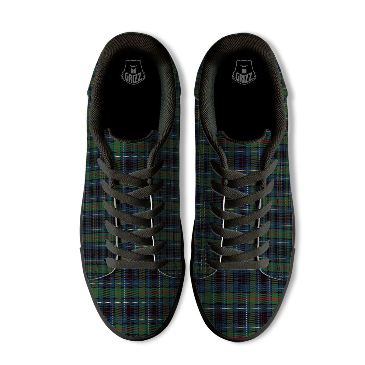 Tartan Irish Print Pattern Black Low Top Sneakers-grizzshop