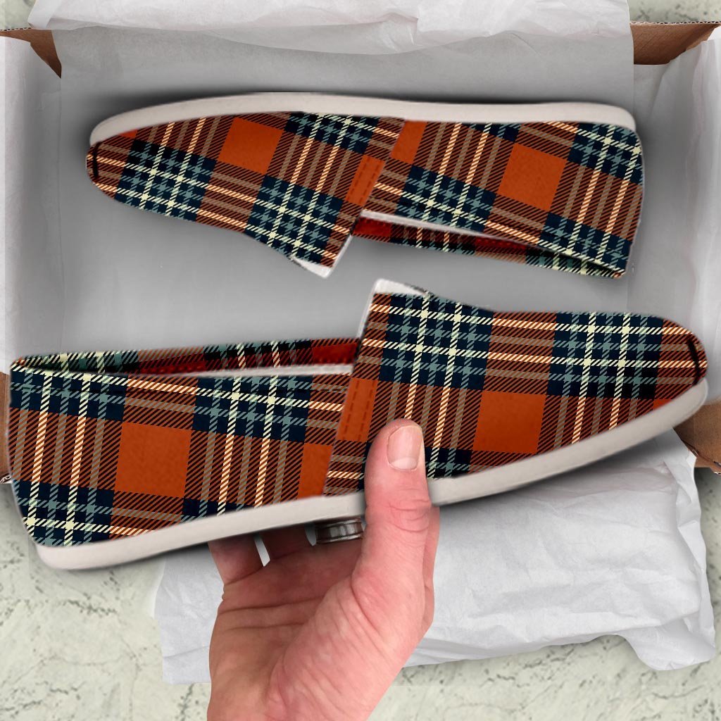 Tartan Orange Plaid Canvas Shoes-grizzshop