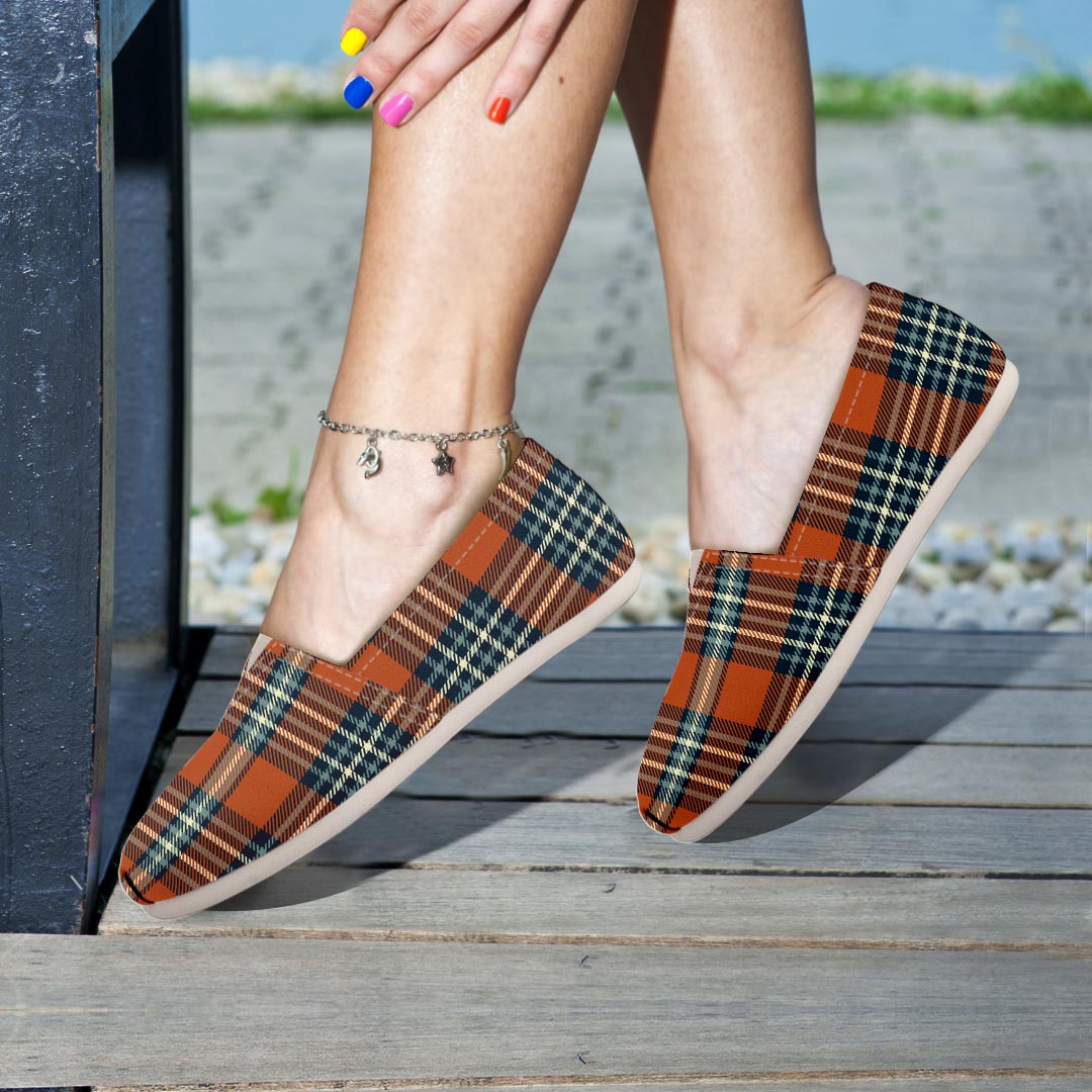 Tartan Orange Plaid Canvas Shoes-grizzshop