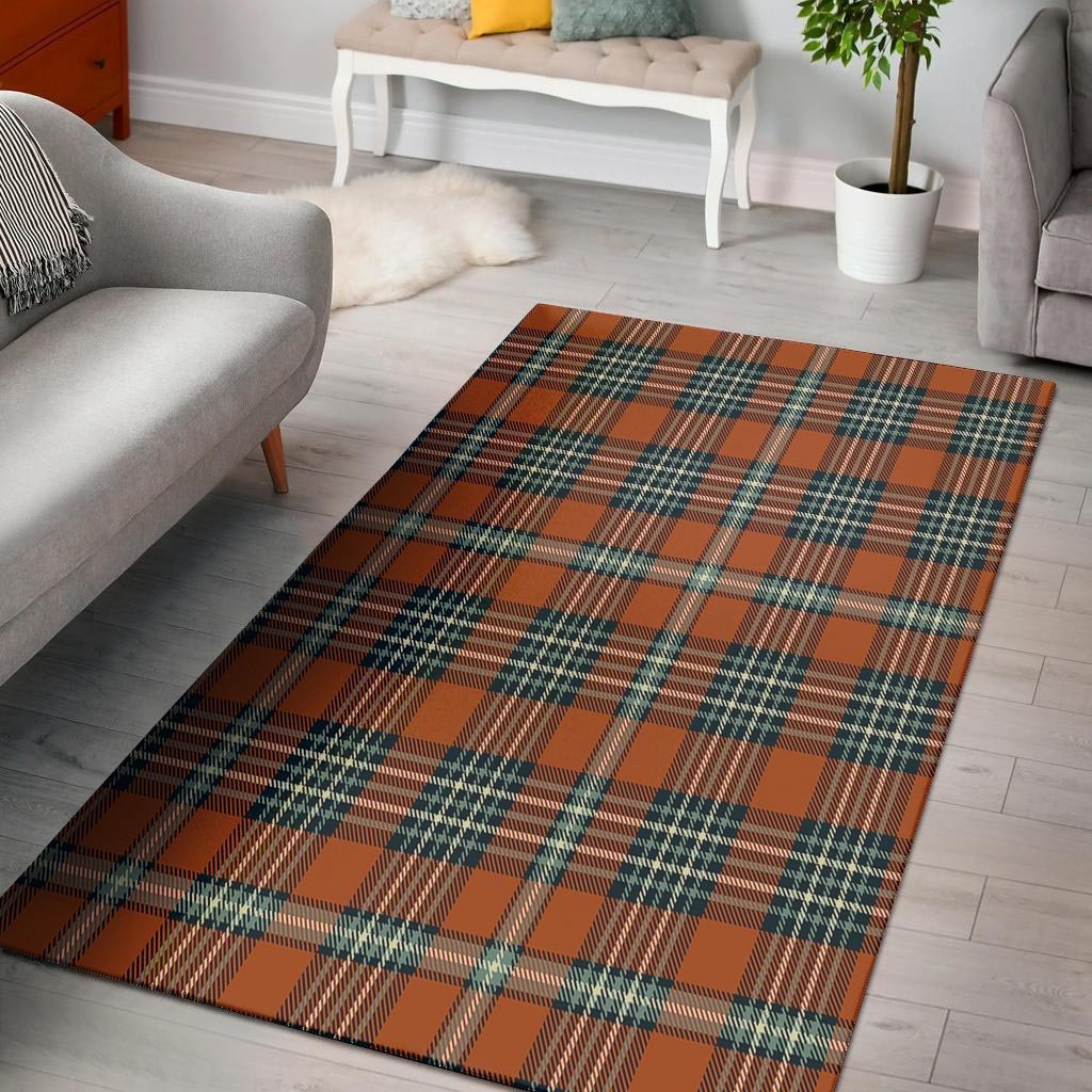 Tartan Orange Plaid Floor Mat-grizzshop