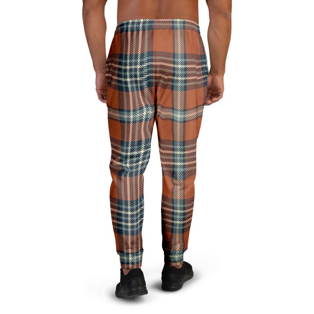Tartan Orange Plaid Men's Joggers-grizzshop