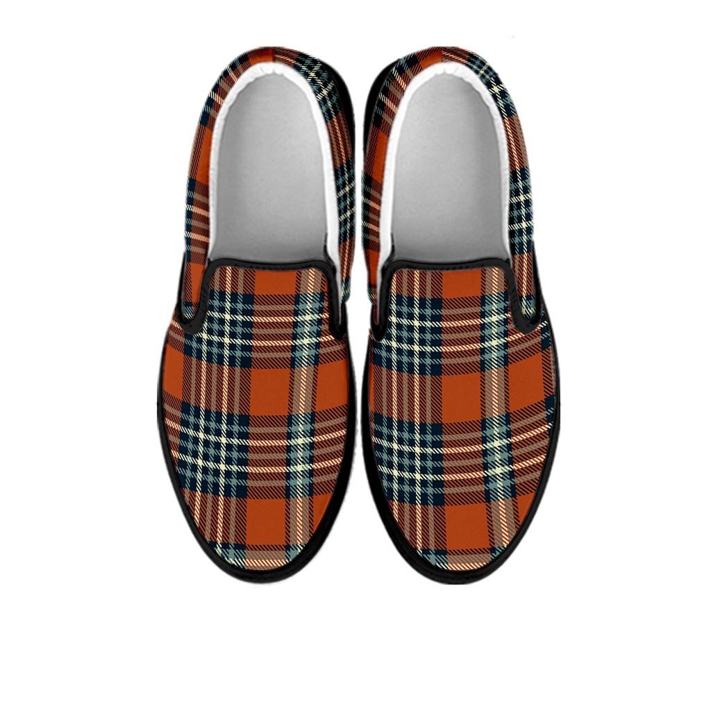 Tartan Orange Plaid Women's Slip On Sneakers-grizzshop