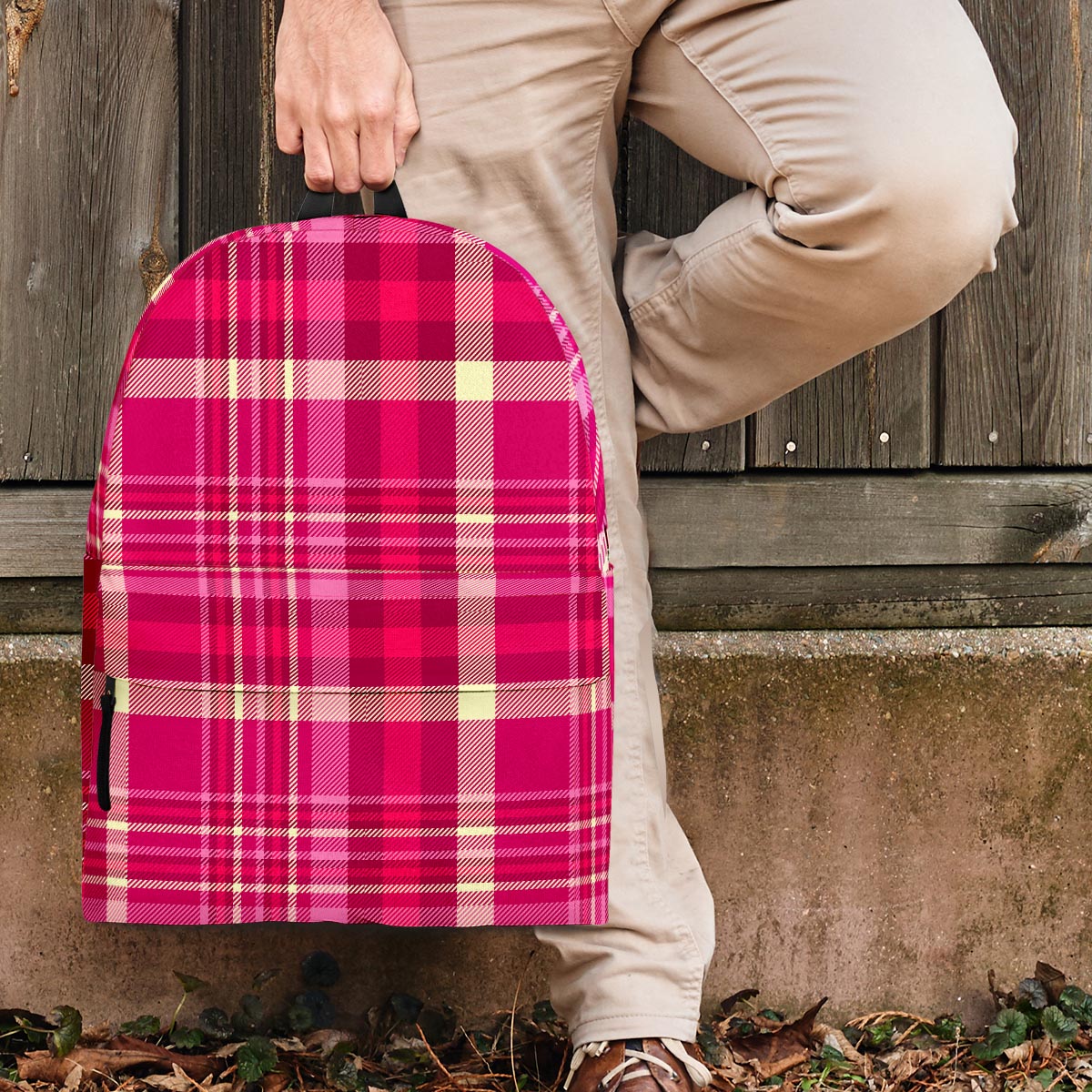 Tartan Pink Plaid Backpack-grizzshop