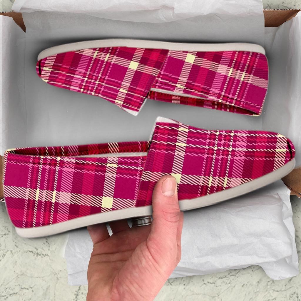 Tartan Pink Plaid Canvas Shoes-grizzshop