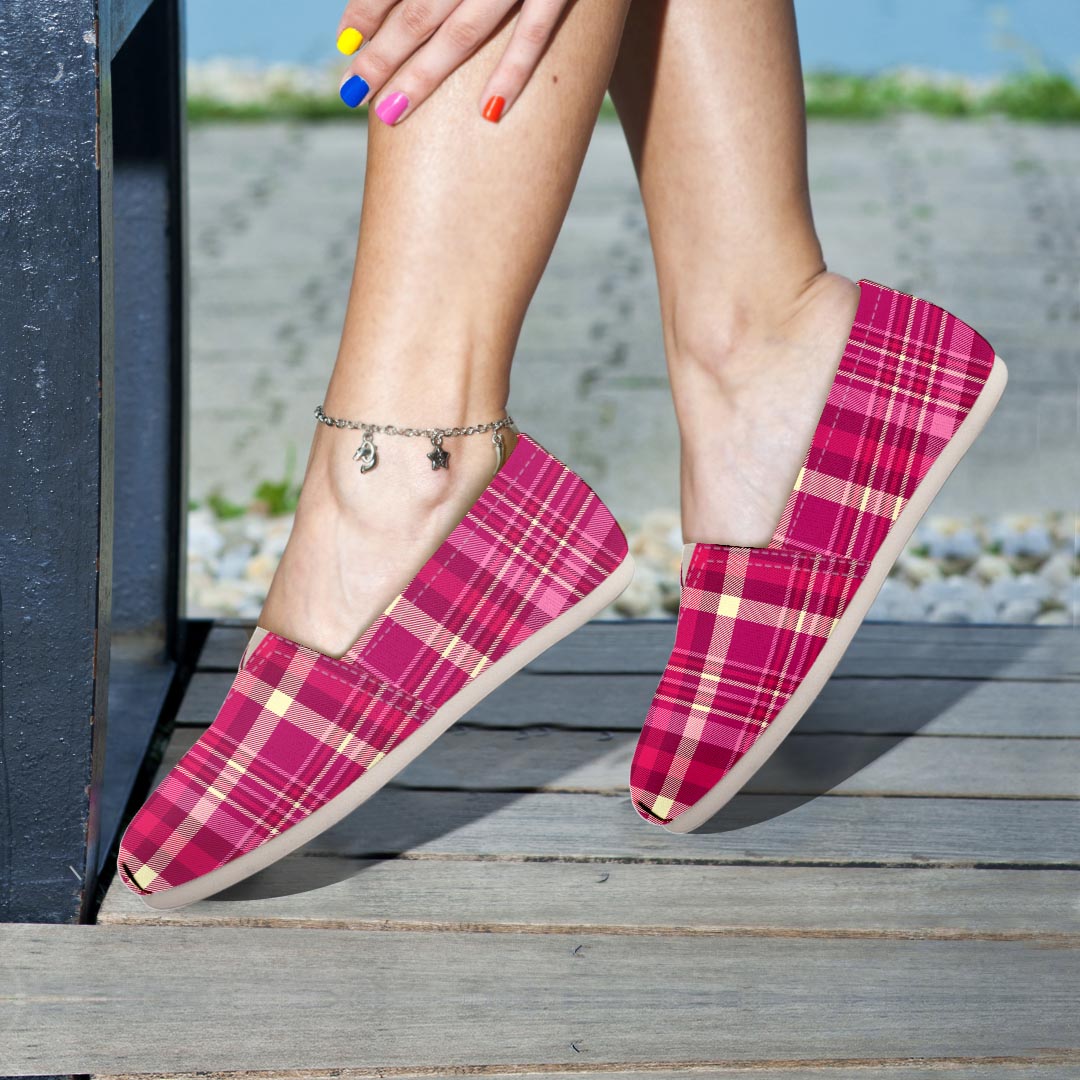 Tartan Pink Plaid Canvas Shoes-grizzshop
