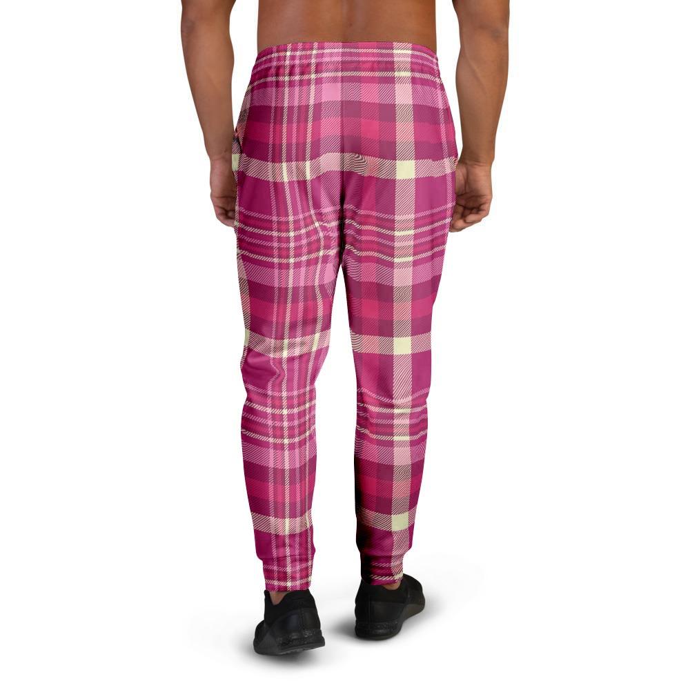 Tartan Pink Plaid Men's Joggers-grizzshop
