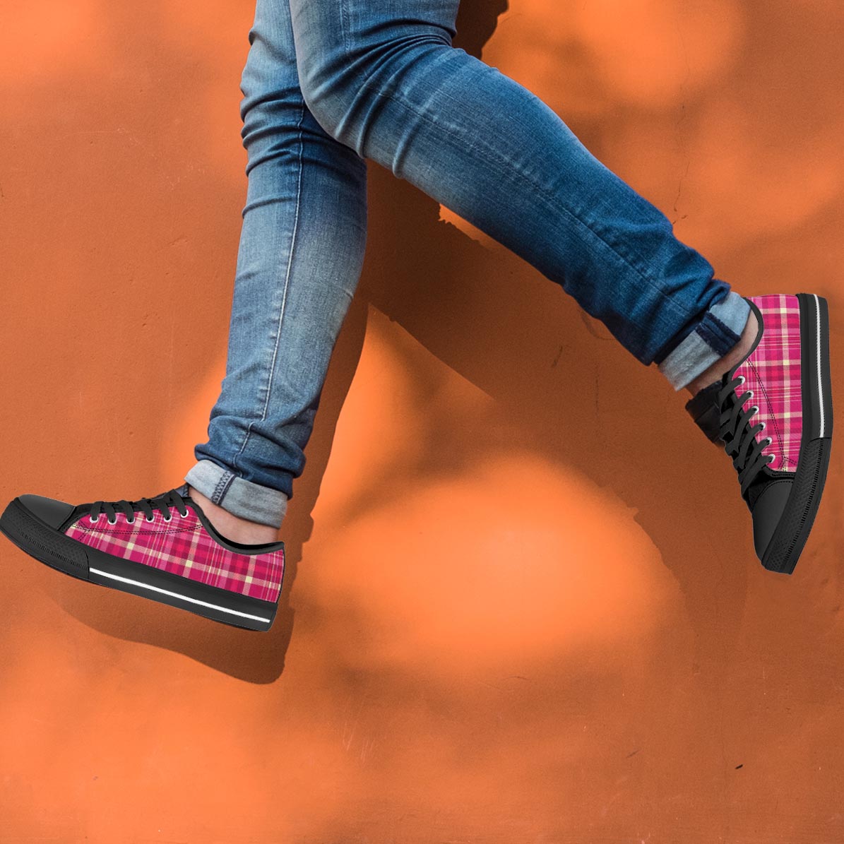 Tartan Pink Plaid Men's Low Top Shoes-grizzshop