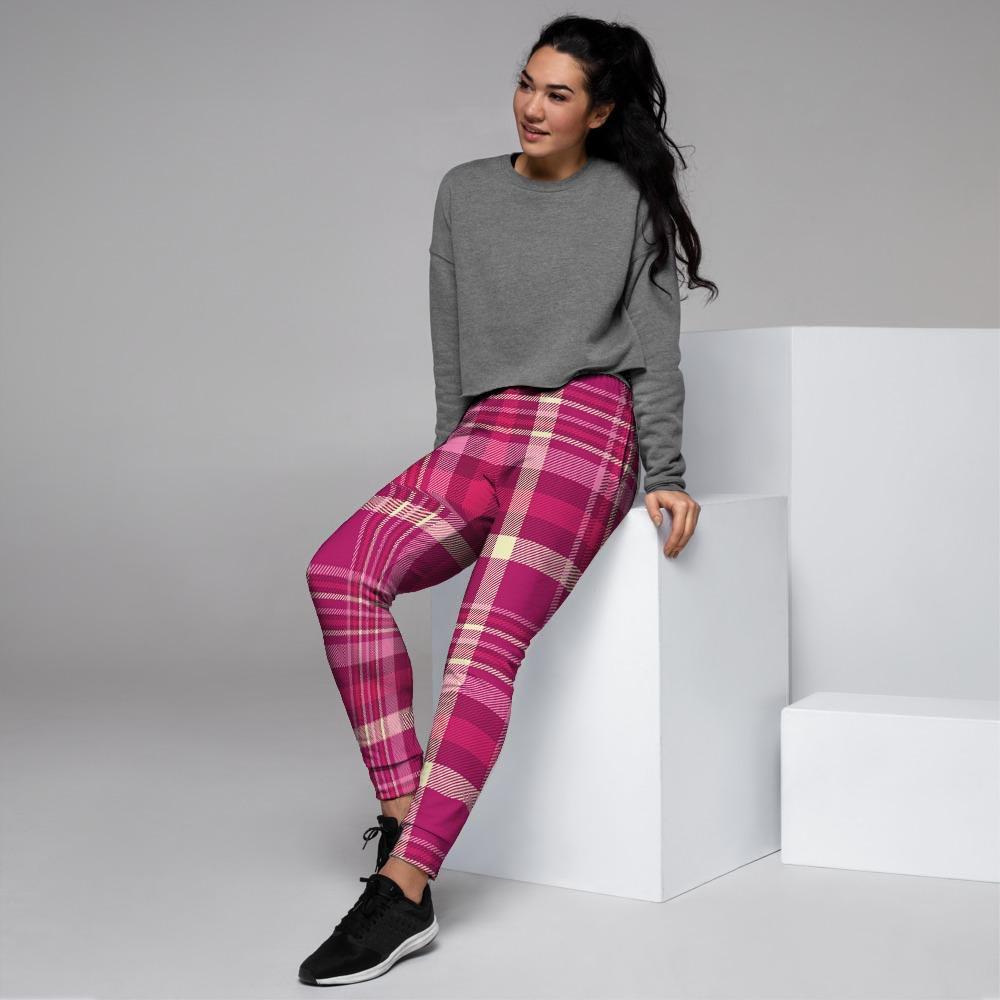Tartan Pink Plaid Women's Joggers-grizzshop