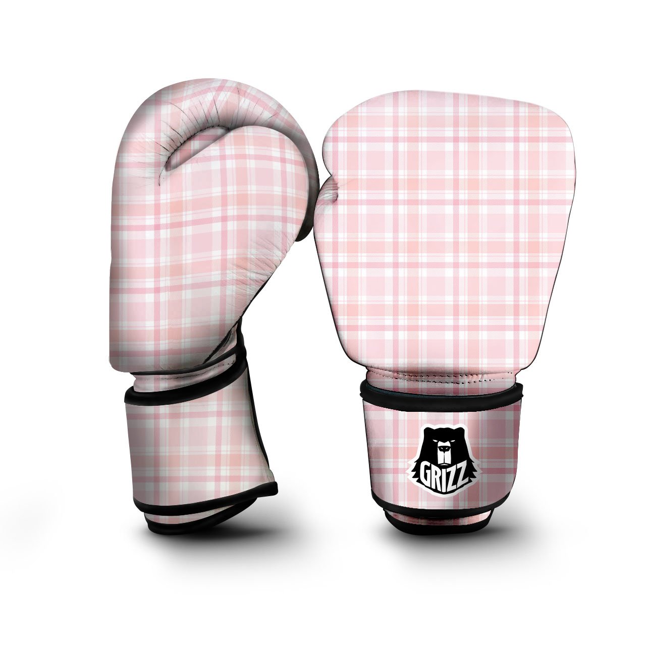 Tartan Pink Print Pattern Boxing Gloves-grizzshop