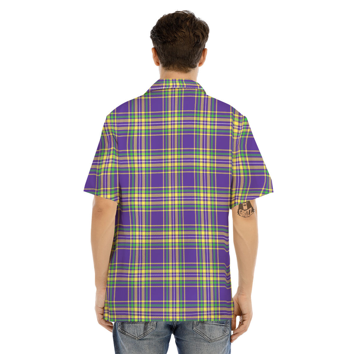 Tartan Plaid Mardi Gras Print Pattern Men's Hawaiian Shirt-grizzshop